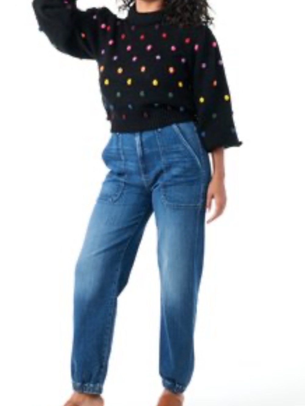 NWT Women’s Sz. S - FARM Rio Rainbow Dots Sweater - Black - Picture 3 of 8